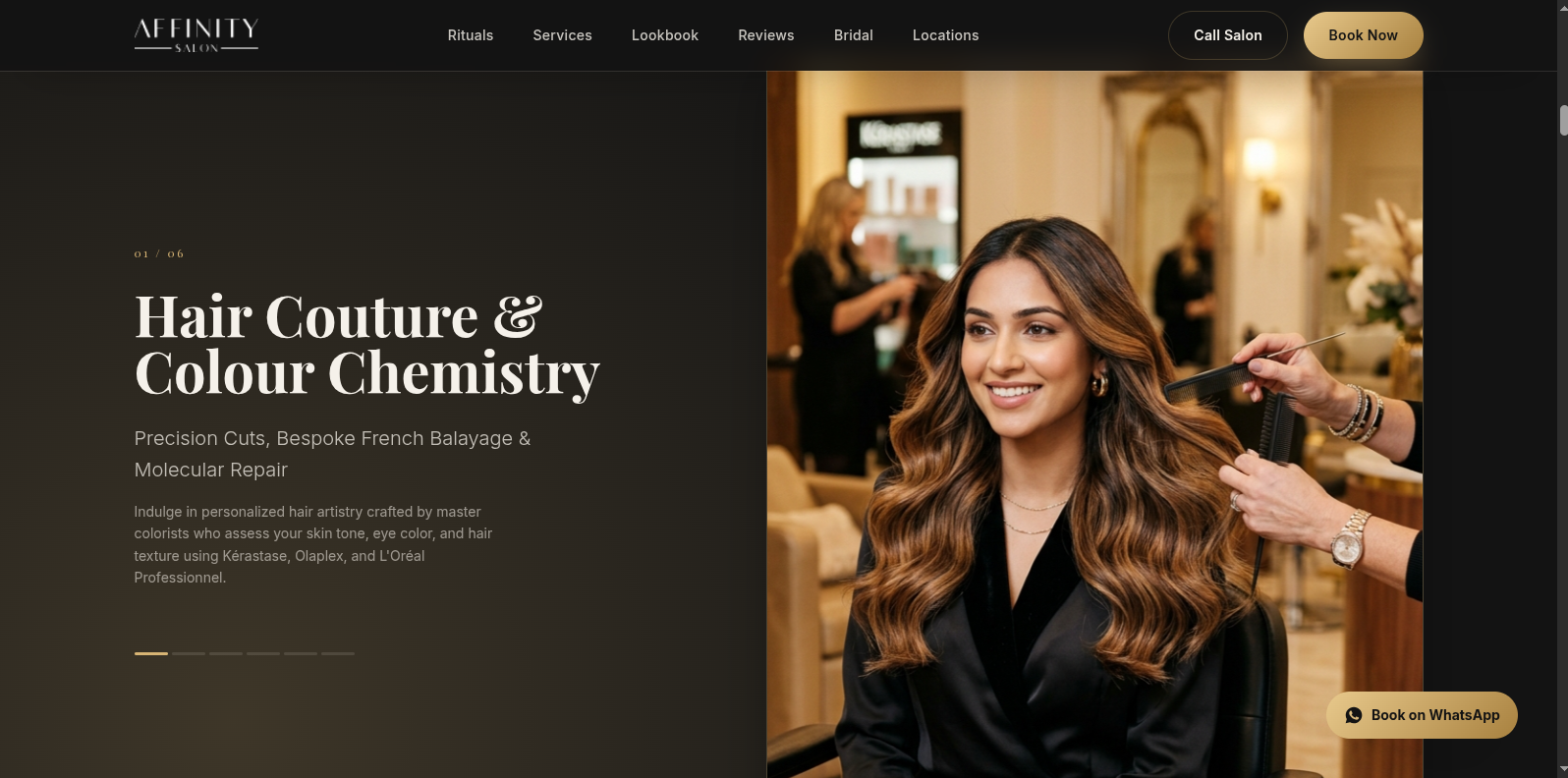 Affinity Salon live website screenshot