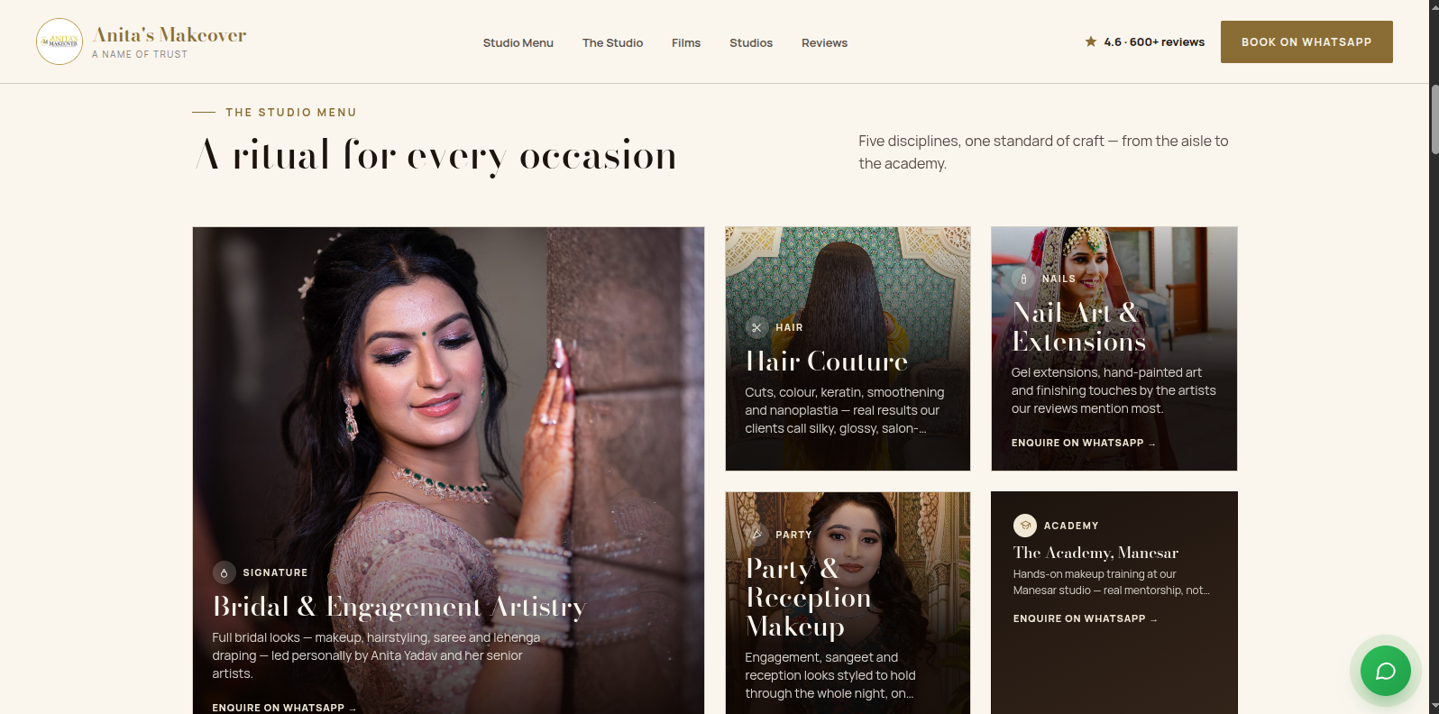 Anita's Makeover live website screenshot