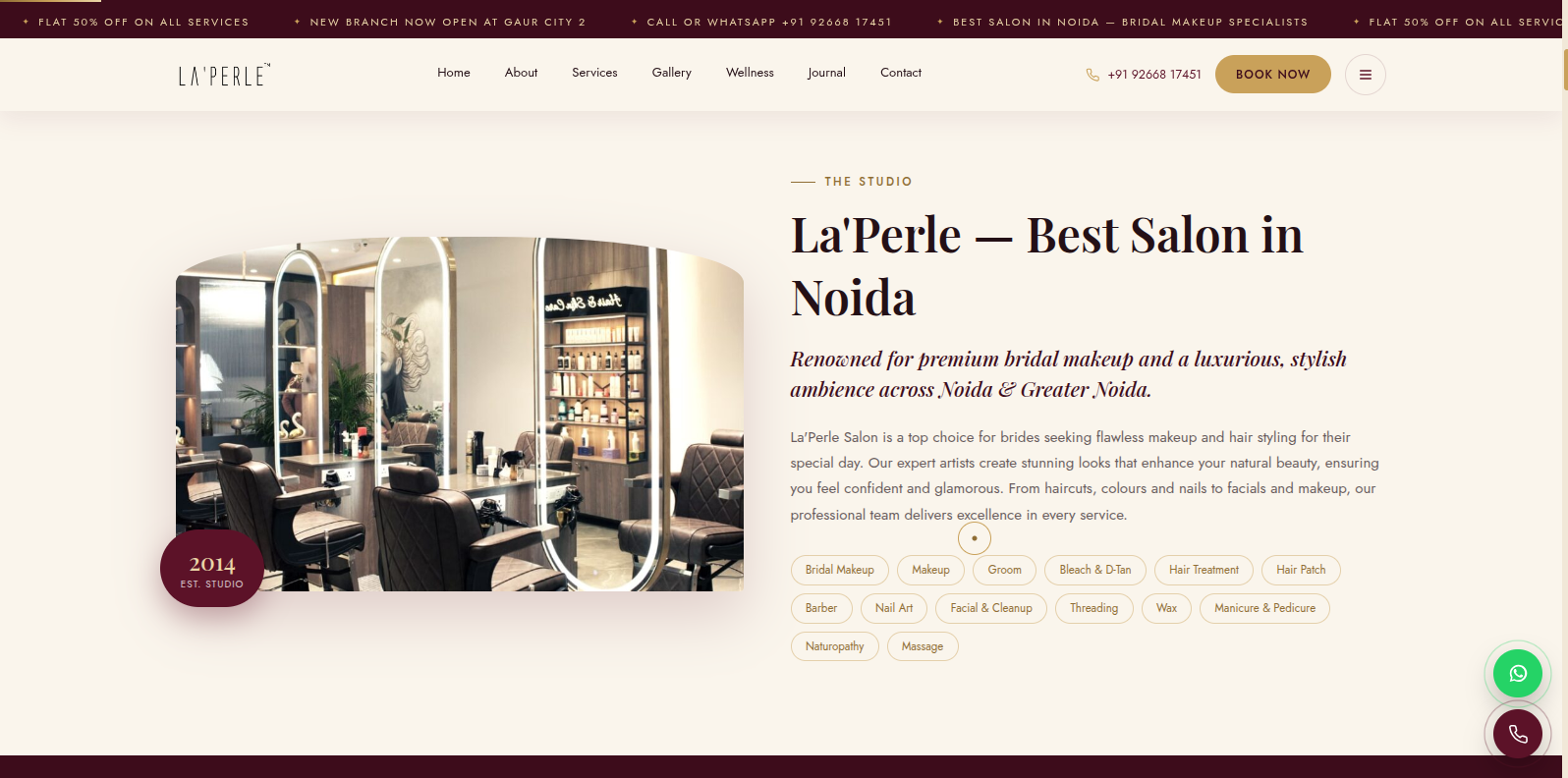La'Perle live website screenshot
