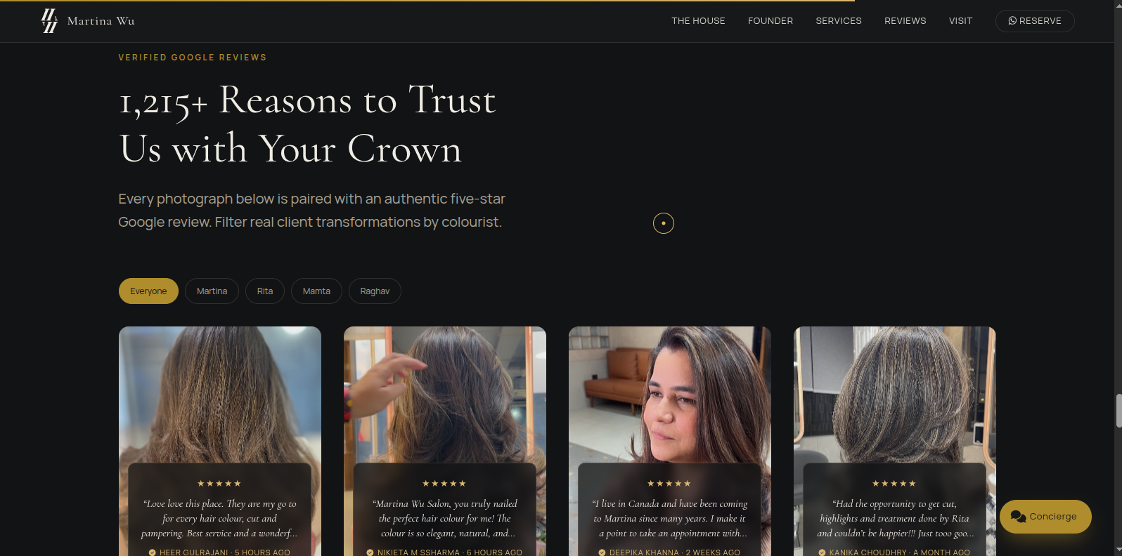 Martina Wu live website screenshot