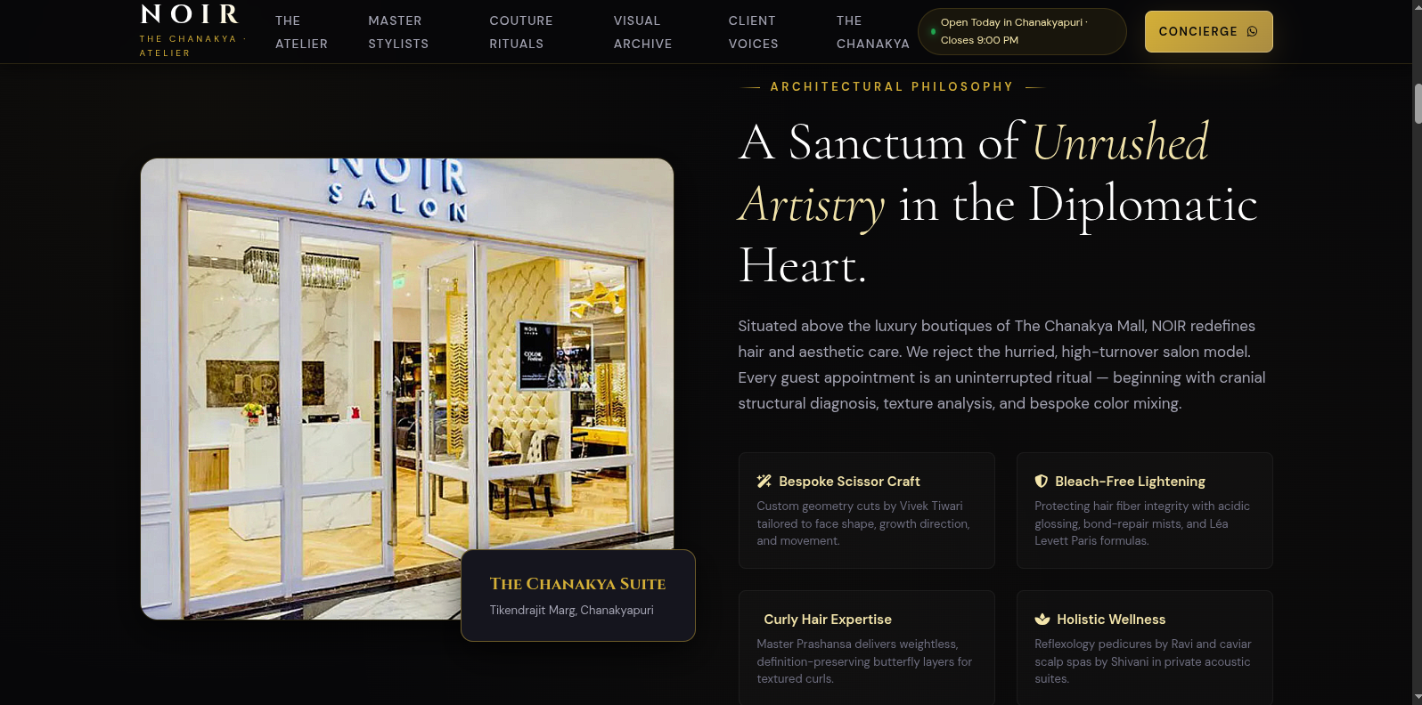 NOIR Salon live website screenshot