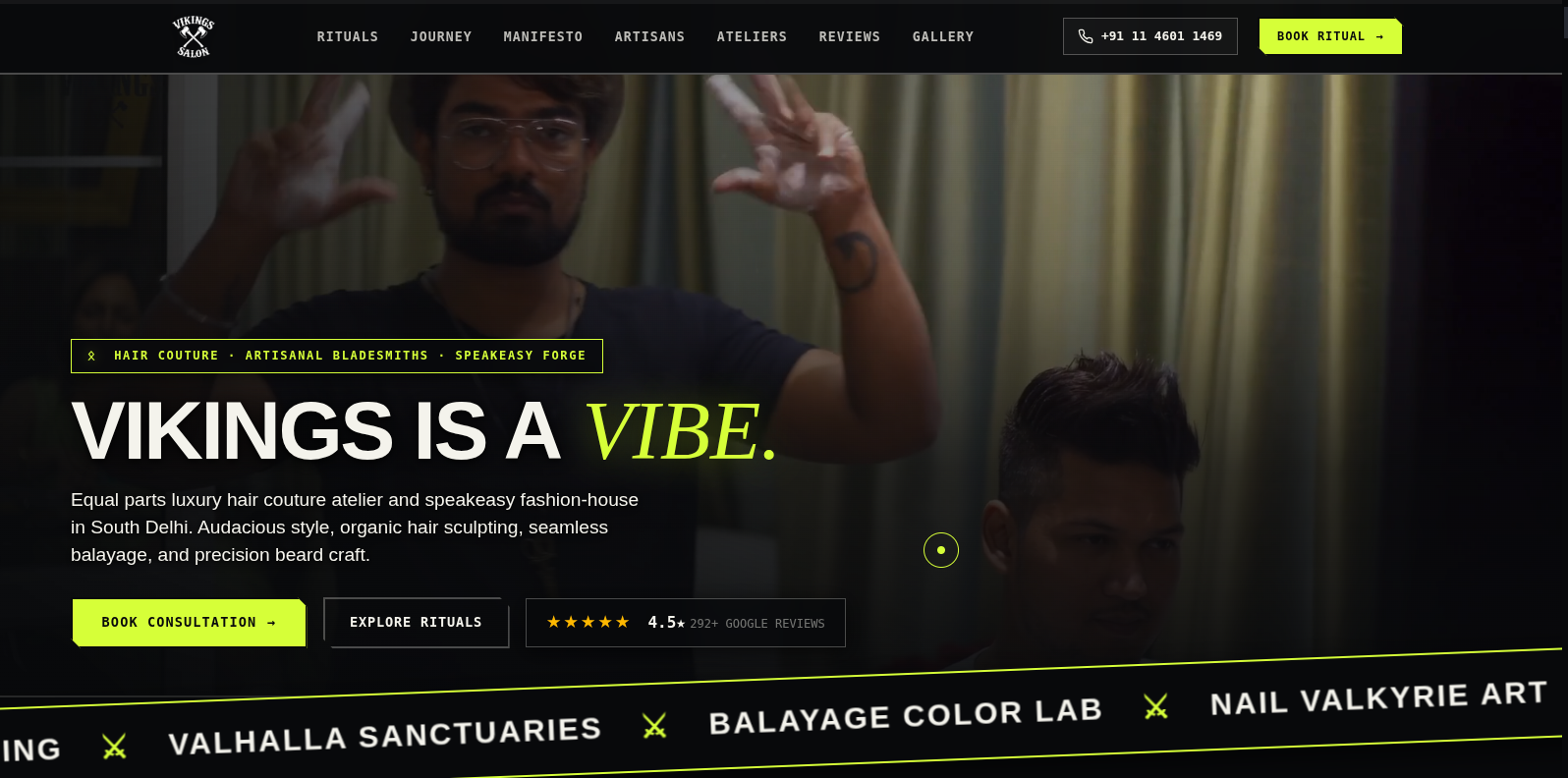 Vikings Salon live website screenshot